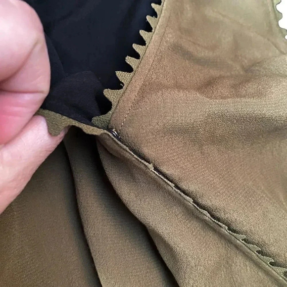 Anthropologie Leifsdottir Sani Lace Back Olive Green Cropped Jumpsuit Size 4 - Picture 8 of 16